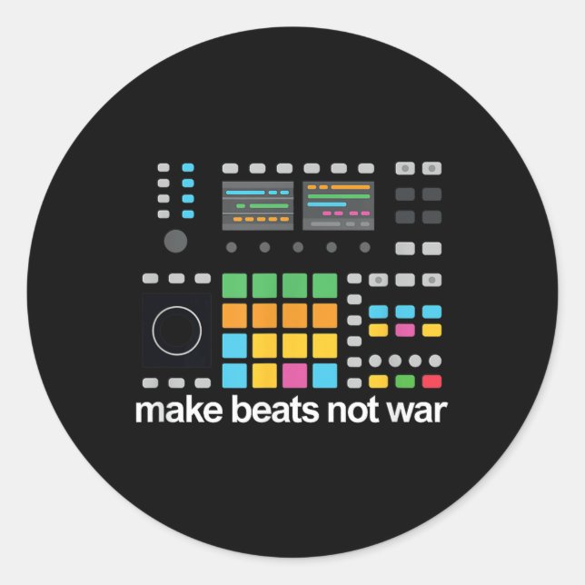 Pegatina Redonda Festival Make Beats Not War Drum Machine Ravers (Anverso)