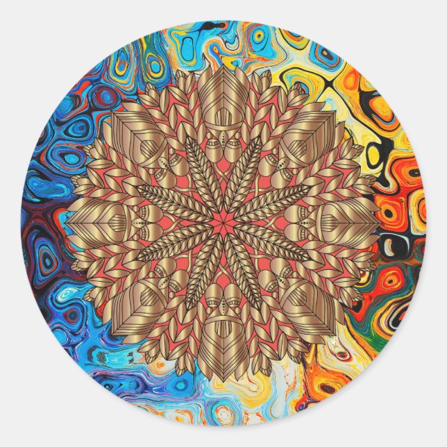 Pegatina Redonda Festival Natural de la Caída del Oro Rojo (Anverso)