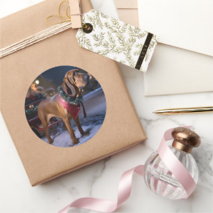 Pegatina Redonda Festival Navideño Bloodhound