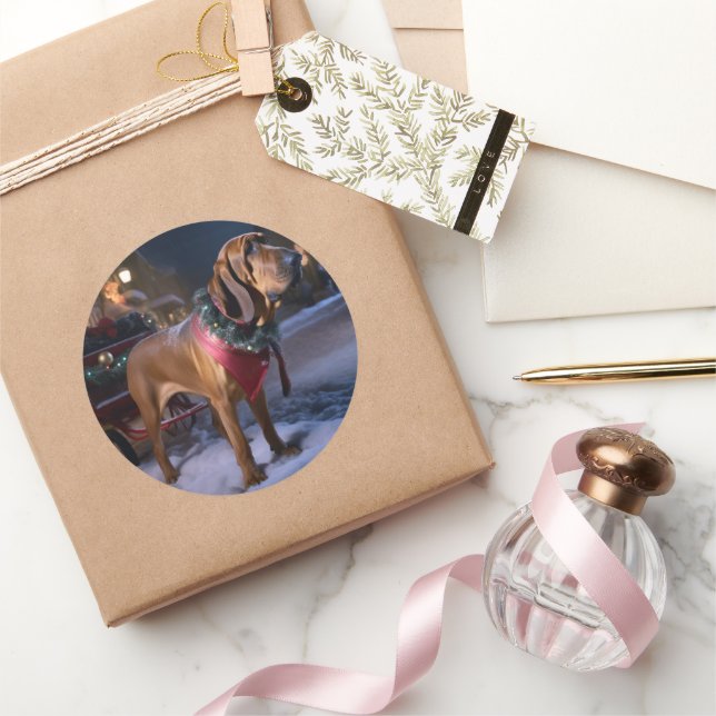 Pegatina Redonda Festival Navideño Bloodhound (Regalar)