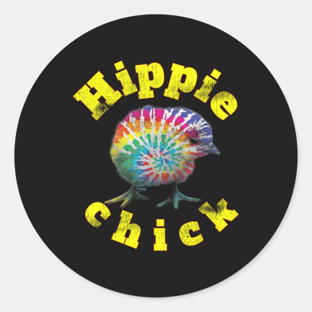 Pegatina Redonda Festival Vibe Hippy Chick Tie Dye Chick (Anverso)