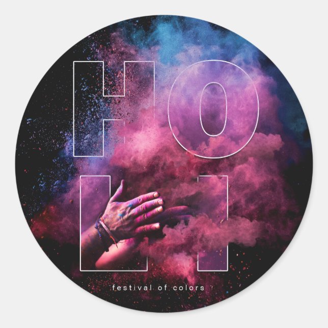 Pegatina Redonda Festival vibrante de Holi del diseño de los (Anverso)