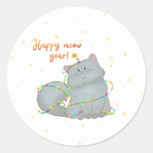 Festive Cat Sticker New Year & Christmas