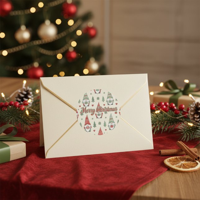 Pegatina Redonda Festive Christmas Gnome Pattern Sticker (Subido por el creador)