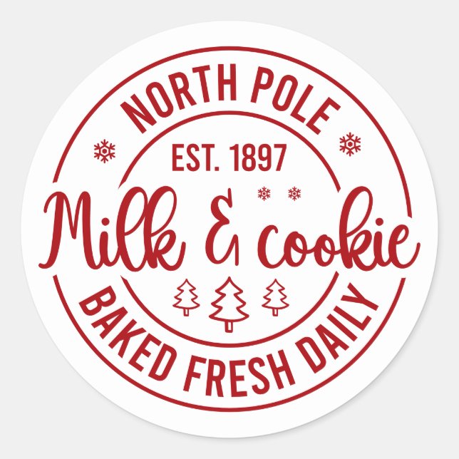Pegatina Redonda Festive Christmas North Pole milk cookie (Anverso)