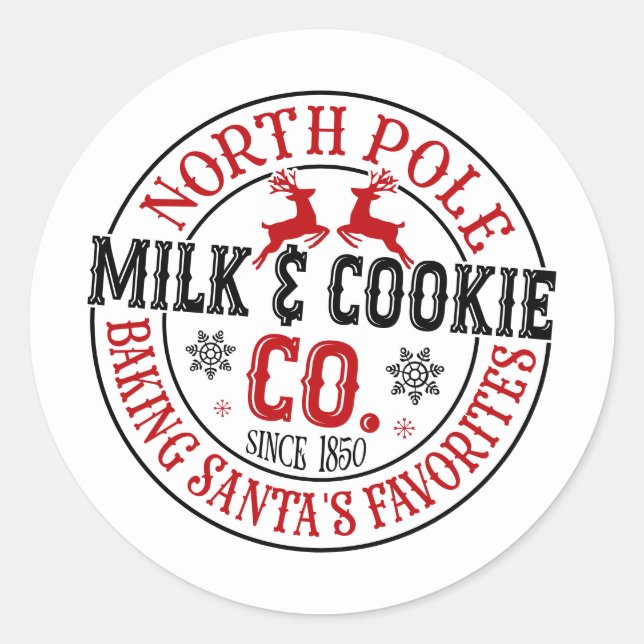 Pegatina Redonda Festive Christmas North Pole Milk Cookie Company (Anverso)