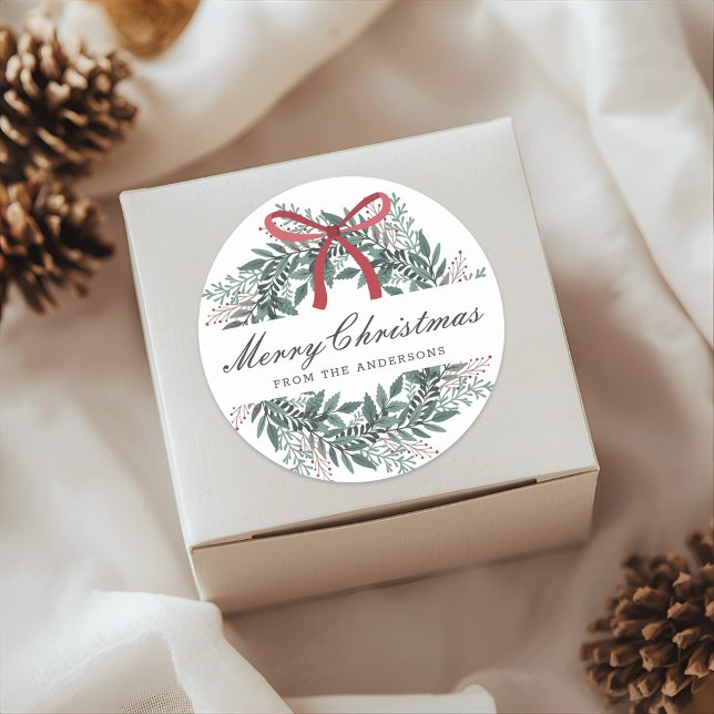 Pegatina Redonda Festive Christmas Wreath Holiday Gift (Subido por el creador)