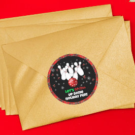 Pegatina Redonda Festive Holiday Bowling 