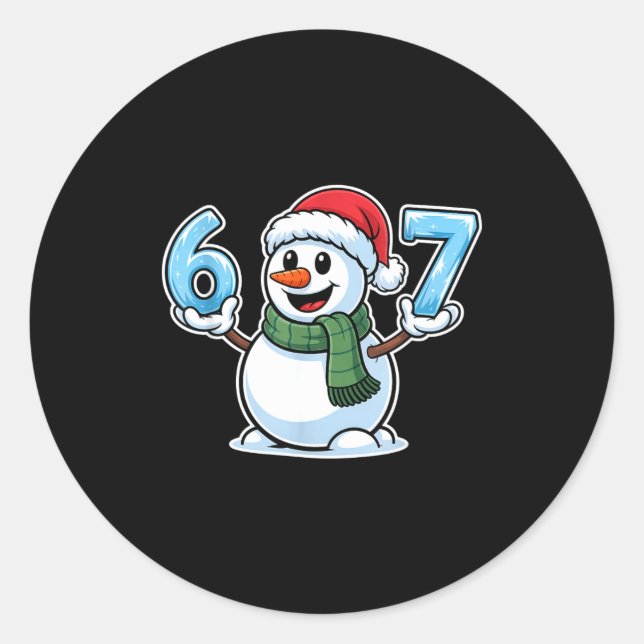 Pegatina Redonda Festive Snowman Christmas Winter Cheer 67 Number  (Anverso)