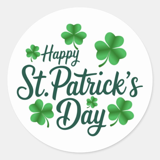 Pegatina Redonda Festive St. Patrick's Day with Shamrock Border (Anverso)