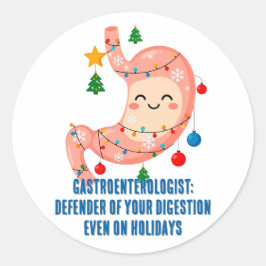 Pegatina Redonda Festive Stomach Cartoon for Holiday Gastro Heroes
