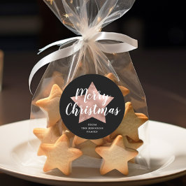 Pegatina Redonda Festividad Black Merry Navidad