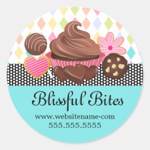 Pegatina Redonda Festividad Colorful Cupakes Cops Cookies Sedas