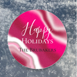 Pegatina Redonda Festividad de Candy Cane Guay Red Happy personaliz