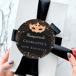 Pegatina Redonda Festividad de cumpleaños de polvo de purpurina de