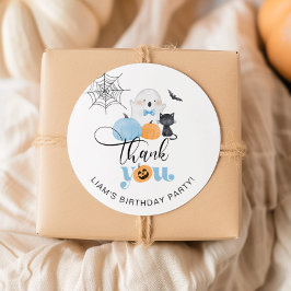 Pegatina Redonda Festividad de cumpleaños Halloween de niño fantasm