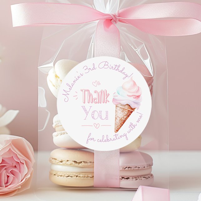 Pegatina Redonda Festividad de cumpleaños helado gracias (Subido por el creador)