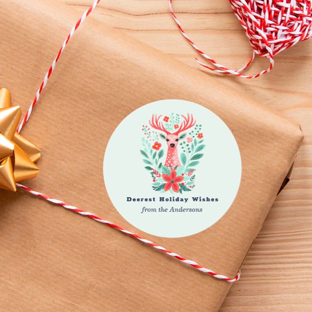 Pegatina Redonda Festividad de la Casa de la Moneda con Flores de R (Subido por el creador)