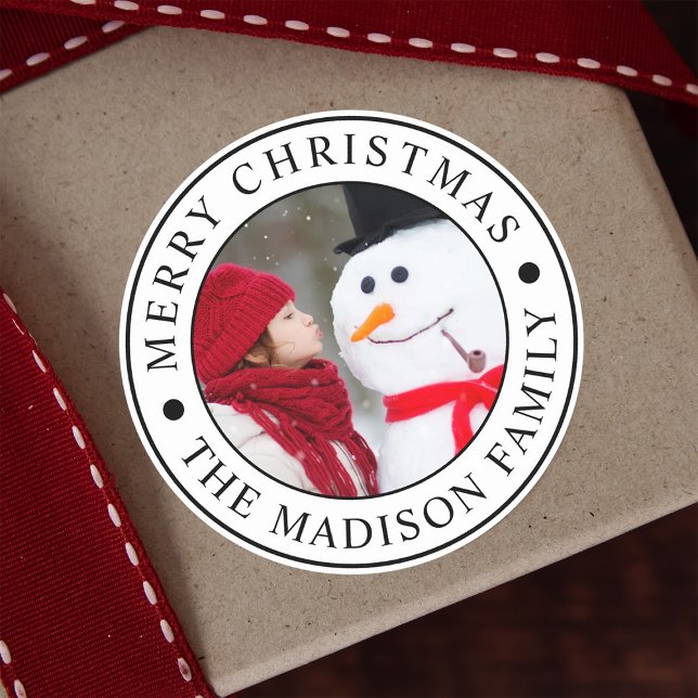 Pegatina Redonda Festividad de la familia navideña de Merry (Subido por el creador)