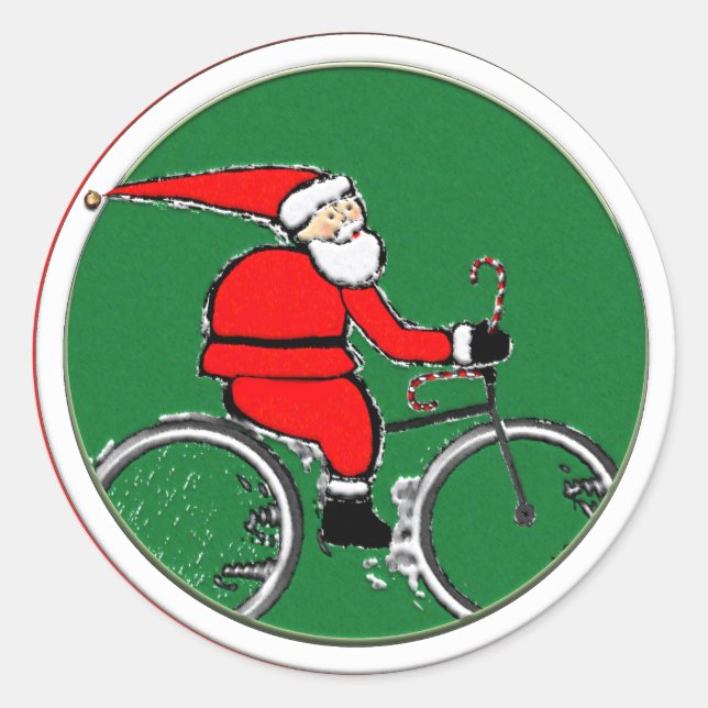 Pegatina Redonda Festividad de los Navidades ciclistas (Anverso)