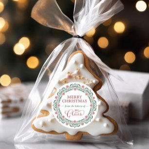 Pegatina Redonda Festividad de los Navidades de panadería de la Sra