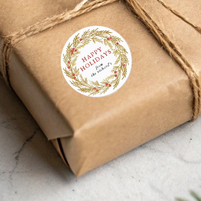 Pegatina Redonda Festividad de los Navidades de Wreath (Subido por el creador)