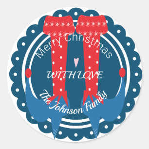 Pegatina Redonda Festividad de los navidades Elf Feet Heels