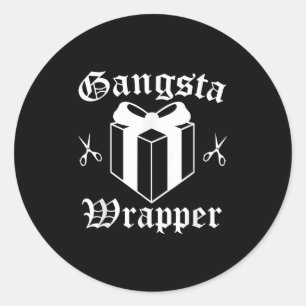 Pegatina Redonda Festividad de los Navidades Gangsta Wrapper