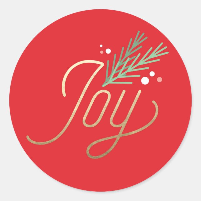 Pegatina Redonda Festividad de los Navidades Sprig Faux Relieve met (Anverso)