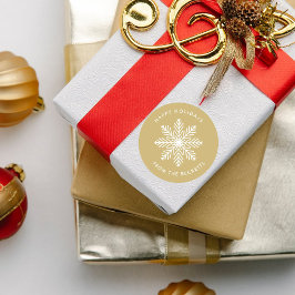 Pegatina Redonda Festividad de Navidades de copos de nieve