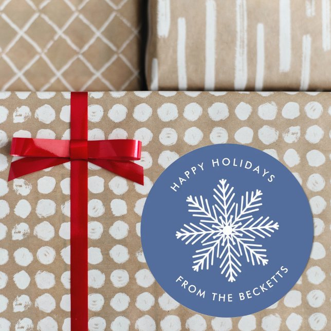 Pegatina Redonda Festividad de Navidades de copos de nieve (Subido por el creador)