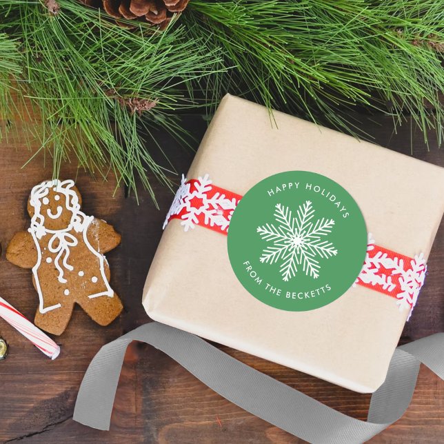 Pegatina Redonda Festividad de Navidades de copos de nieve (Subido por el creador)