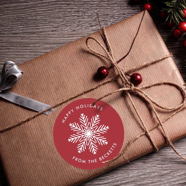 Pegatina Redonda Festividad de Navidades de copos de nieve (Subido por el creador)