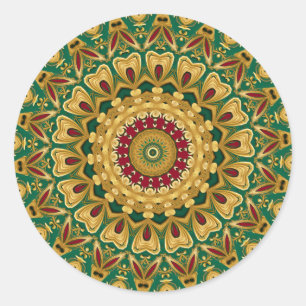 Pegatina Redonda Festividad de Navidades decorativos de Oro Rojo Ve