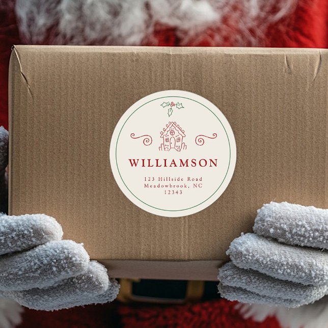 Pegatina Redonda Festividad de Navidades modernos en casa de jengib (Subido por el creador)