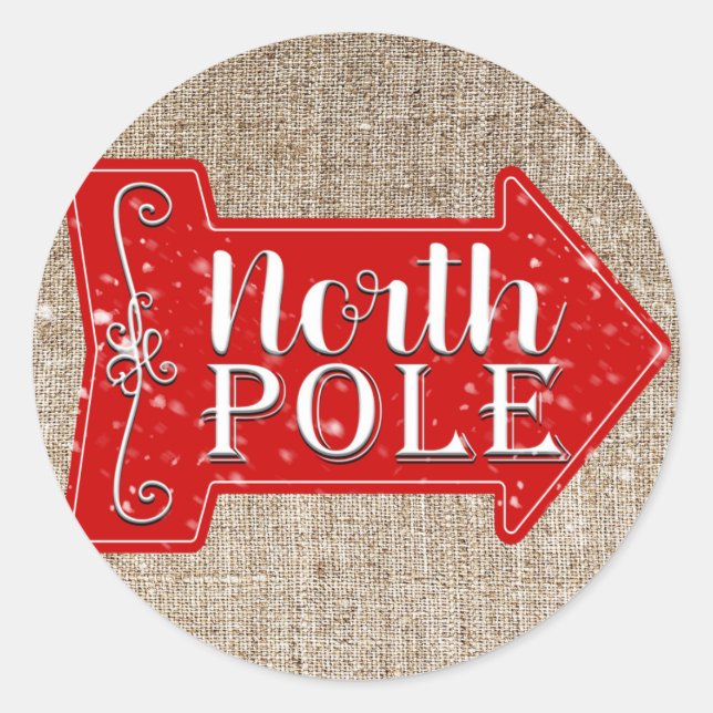 Pegatina Redonda Festividad de Navidades Rústicos de la Flecha Roja (Anverso)
