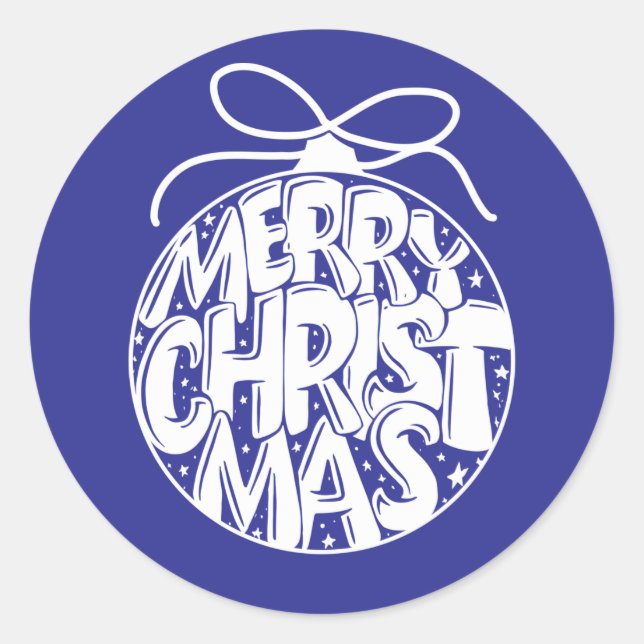 Pegatina Redonda Festividad de Ornamento de Navidad Lapis Merry (Anverso)