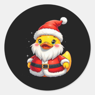 Pegatina Redonda Festividad de Santa Rubber Duck Cuck Navidades