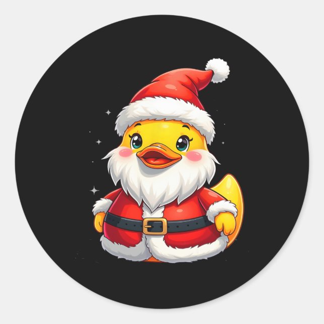 Pegatina Redonda Festividad de Santa Rubber Duck Cuck Navidades (Anverso)