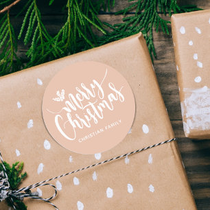 Pegatina Redonda Festividad Feliz Navidad personalizada