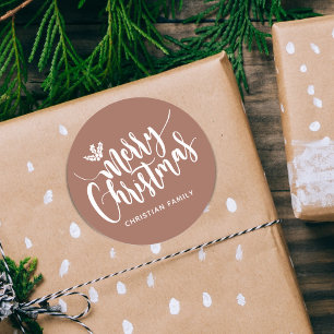 Pegatina Redonda Festividad Feliz Navidad personalizada