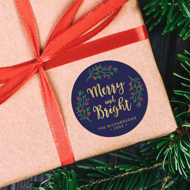 Pegatina Redonda Festividad Foliage Feliz y feriado brillante (Subido por el creador)