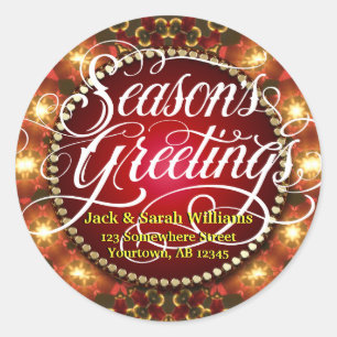 Pegatina Redonda Festividad Luces Season Greetings Gift Tag Pegatin