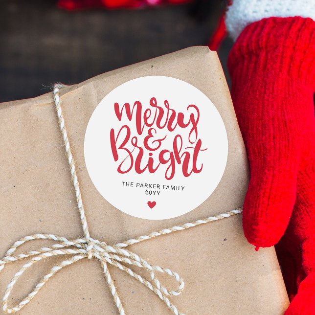 Pegatina Redonda Festividad Mínima Moderna y Brillante Roja (Subido por el creador)