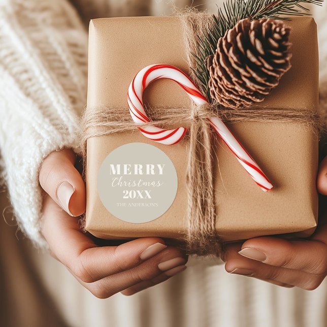 Pegatina Redonda Festividad moderna de navidad Boho Beige (Subido por el creador)