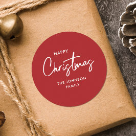 Pegatina Redonda Festividad moderna de Navidades rojos y blancos
