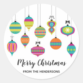 Pegatina Redonda Festividad moderna del Ornamento de Navidad