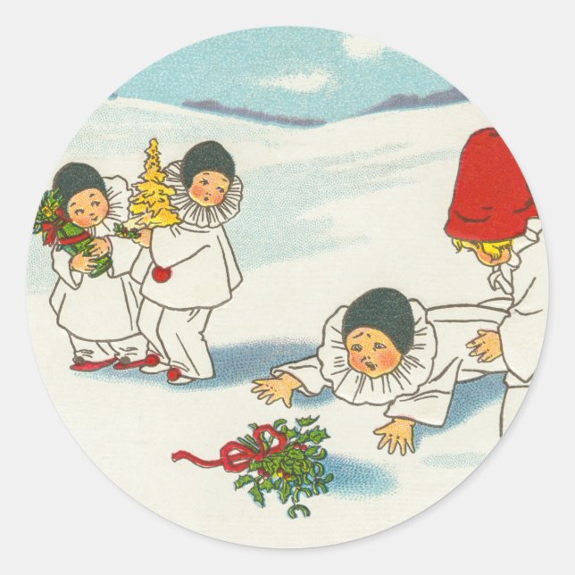 Pegatina Redonda Festividad navideña divertida (Anverso)