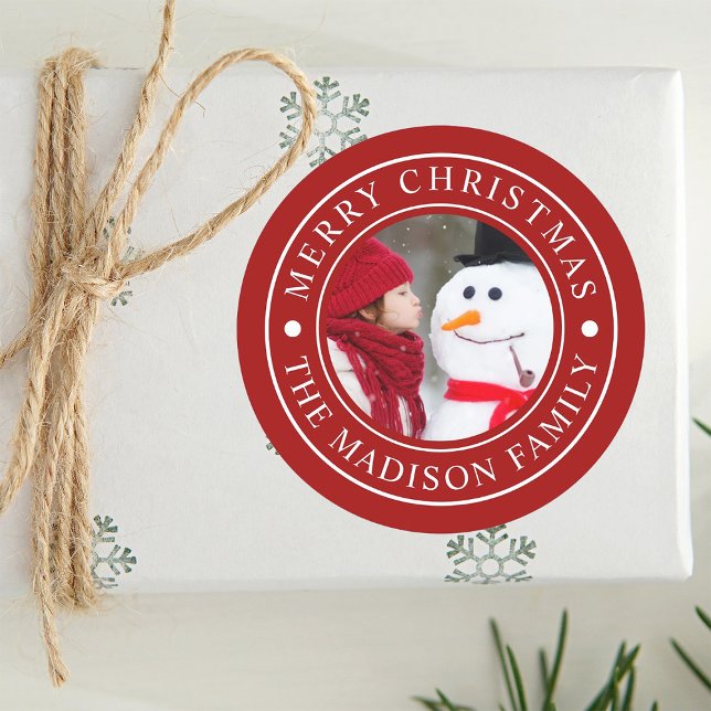 Pegatina Redonda Festividad navideña festividad roja (Subido por el creador)