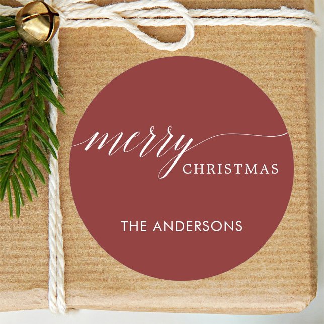 Pegatina Redonda Festividad navideña Red Merry (Subido por el creador)